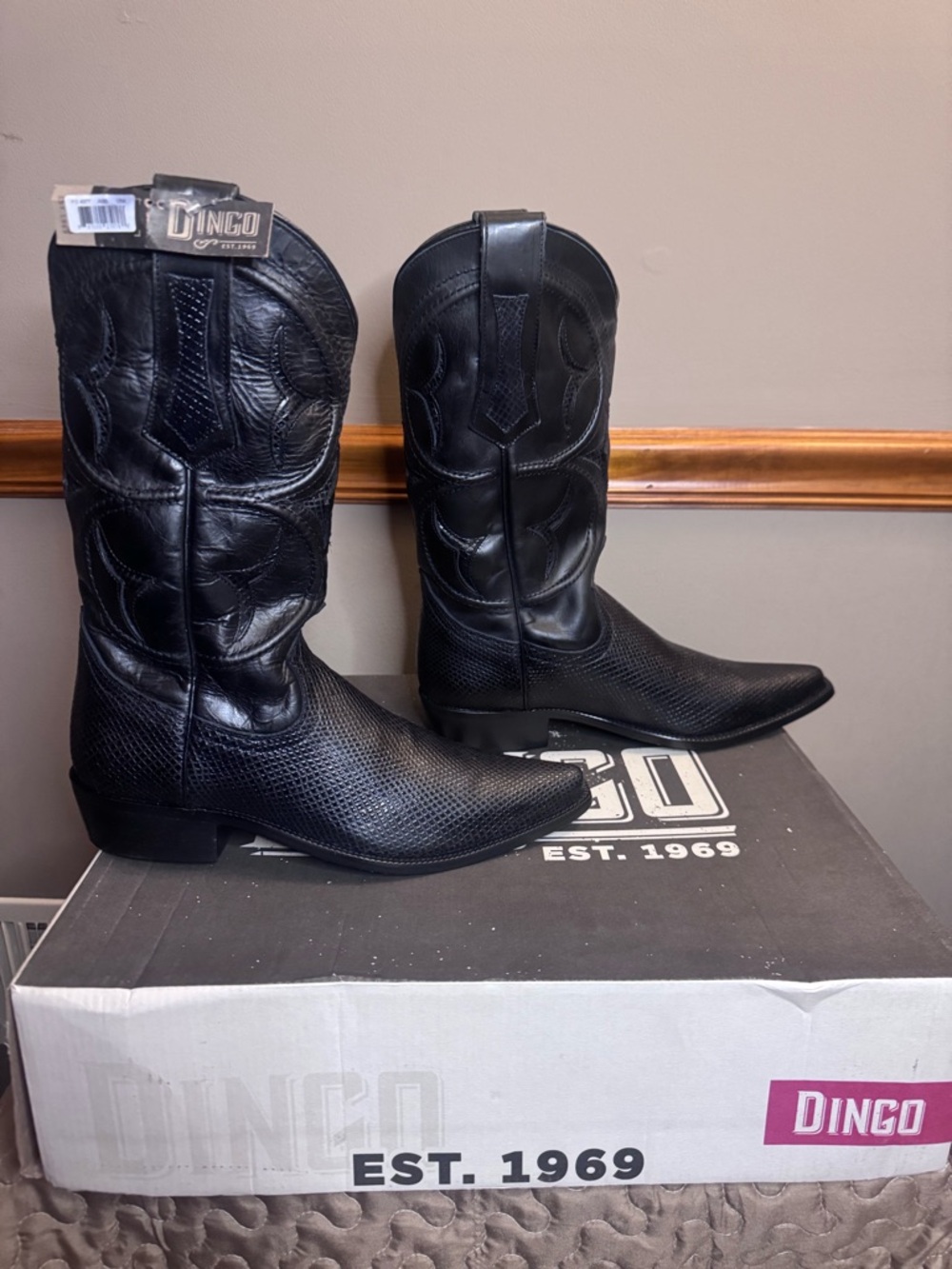 Dingo Black Men's Western Cowboy Boots    Size 9D